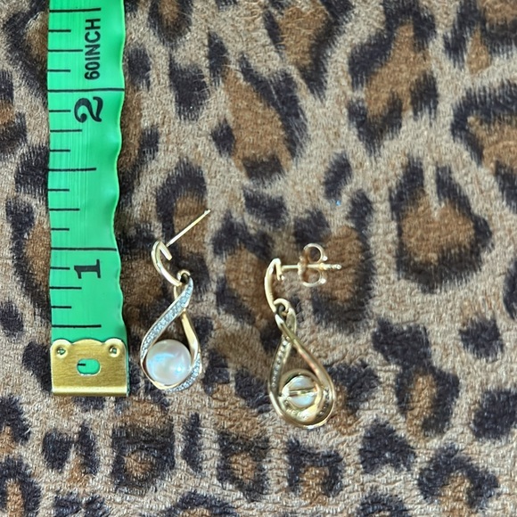 Honora 14KT Gold Freshwater Pearl & Diamond Earrings - Picture 6 of 7